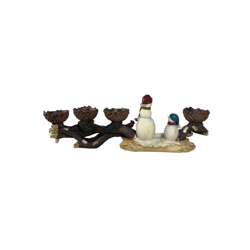 Christmas Snowman Votive Multiple 5 Candle Holder Centerpiece Tree Resin *READ